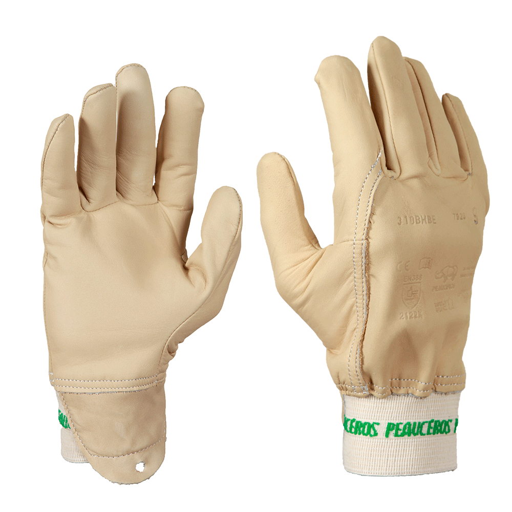 Gants de protection professionnels en cuir beige hydrofuge – très souples, résistants et confortables – idéals pour le jardinage, la taille et l’entretien des espaces verts – fabrication française, modèle 310BHBE